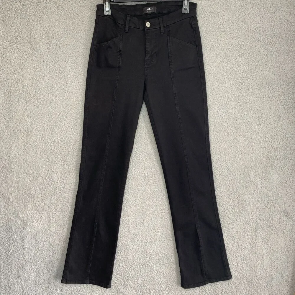 7 For All Mankind Jeans Womens 27x32 Kimmie Straight Leg Split Hem Black Jeans